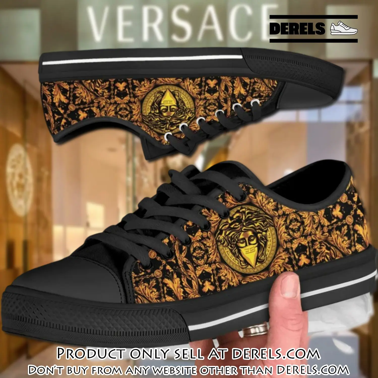 Versace medusa gold low top canvas shoes luxury brand gifts for men women dr2034339